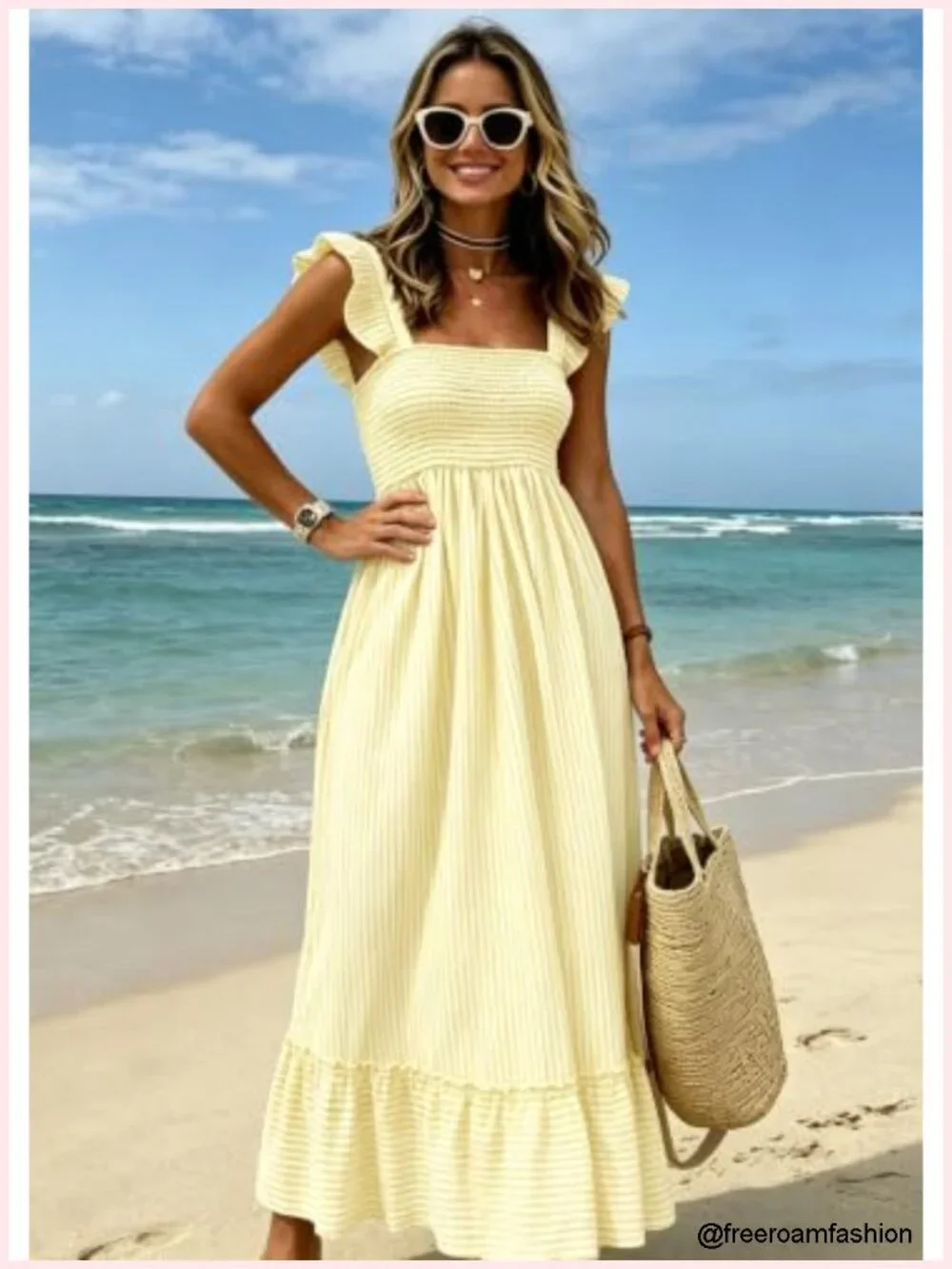 Sleeveless Smocked Maxi Dress with Pockets